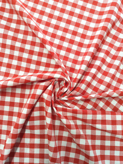Red gingham, 1/2 inch checks
